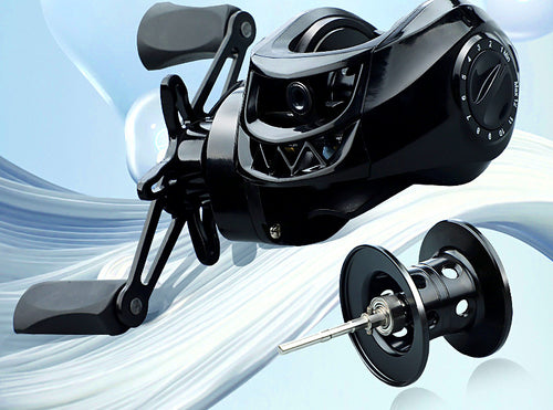 Baitcasting Reel, Black, Metal or Nylon Spool, Left/Right Hand – product photo