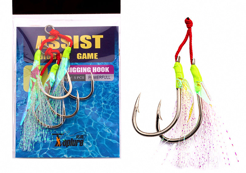 Glow Double Hook Jig Rig, Carbon Steel, 2 Sets, 1/0–3/0 – product photo