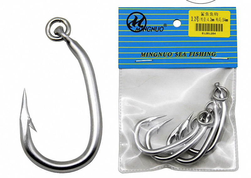 Large Barbed Tuna & Shark Hooks, High Carbon Steel – product photo