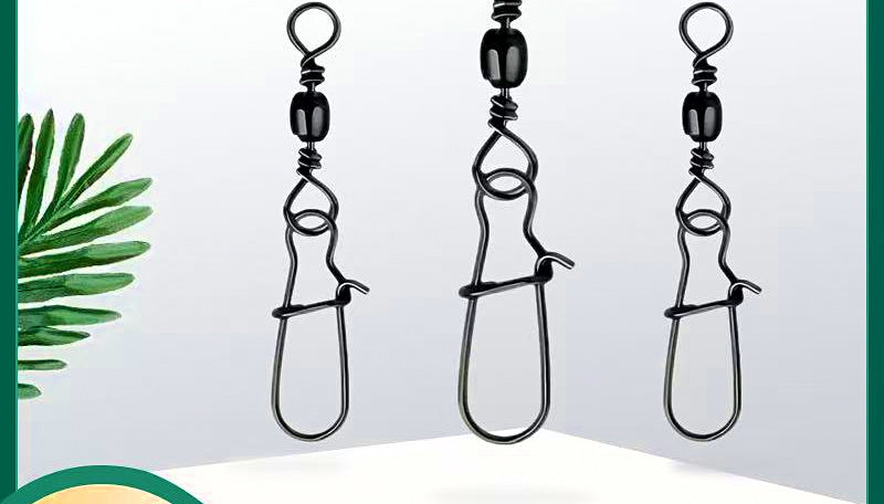 Black Barrel Swivel with Interlock Snap, Sizes 1–14 – product photo