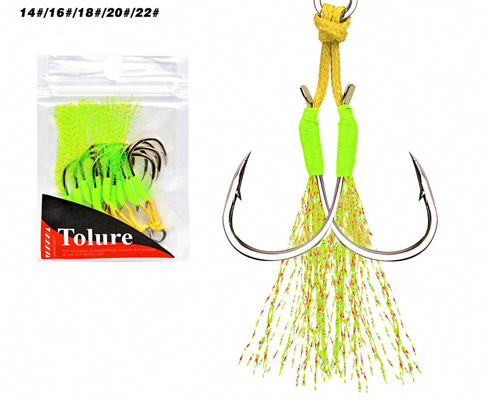 UV Green Jig Assist Hooks, Single or Double, 10-Pack – product photo