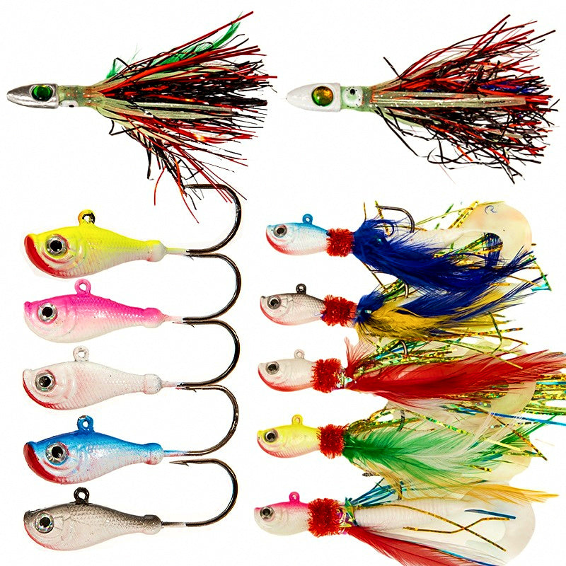 Lead Head Octopus Skirt Lure & Fish Jig Head, 10–30 g