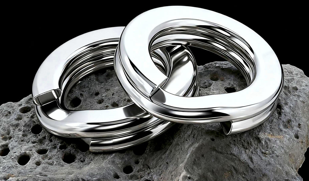 Flattened Double Ring Connectors, Stainless Steel, Sizes 1–6 – product photo