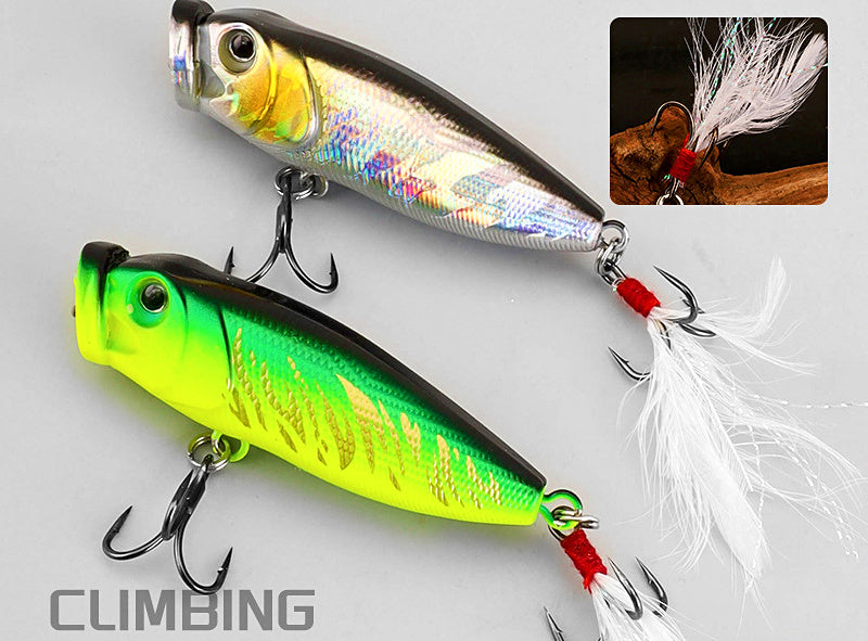 Floating Popper Surface Lure, 9 g (0.32 oz), Feather Treble – product photo