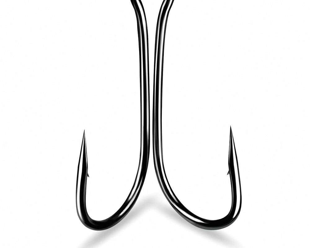 Barbed Double Hooks, 50-Pack, Sizes 8 to 4/0 – product photo