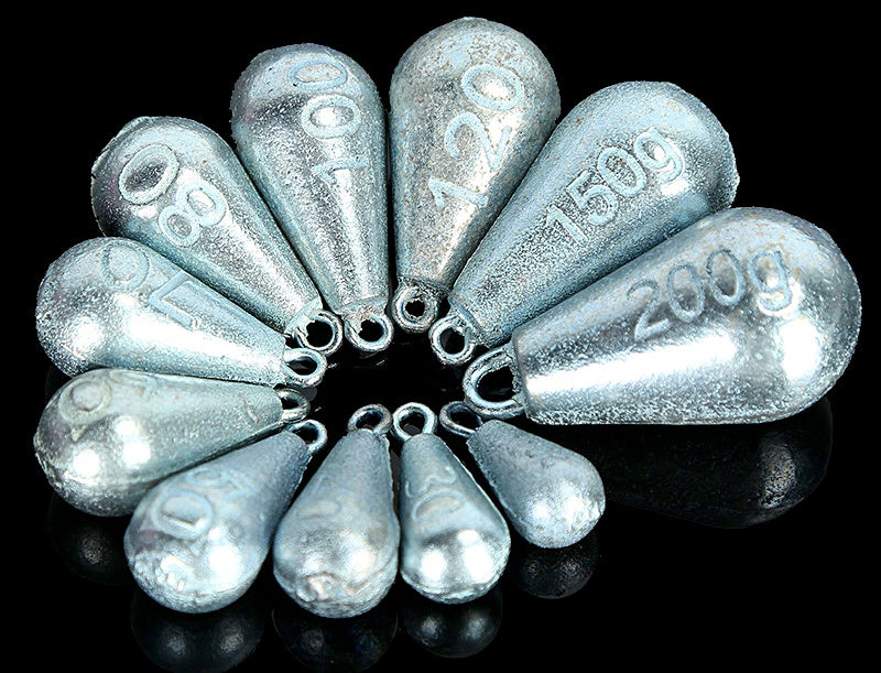 Galvanized Teardrop Sinker with Eye, 30–200 g (1.1–7.1 oz) – product photo