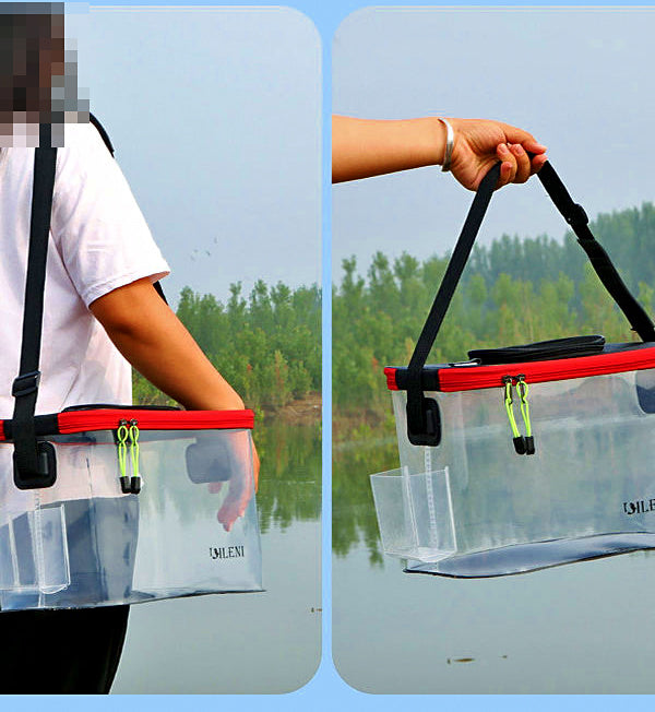 Clear EVA Live Fish Bucket with Carry Rope, 2 Sizes – product photo