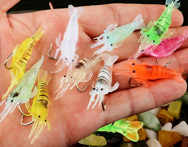 Soft Shrimp Lure with Hook, Glow Colors – product photo