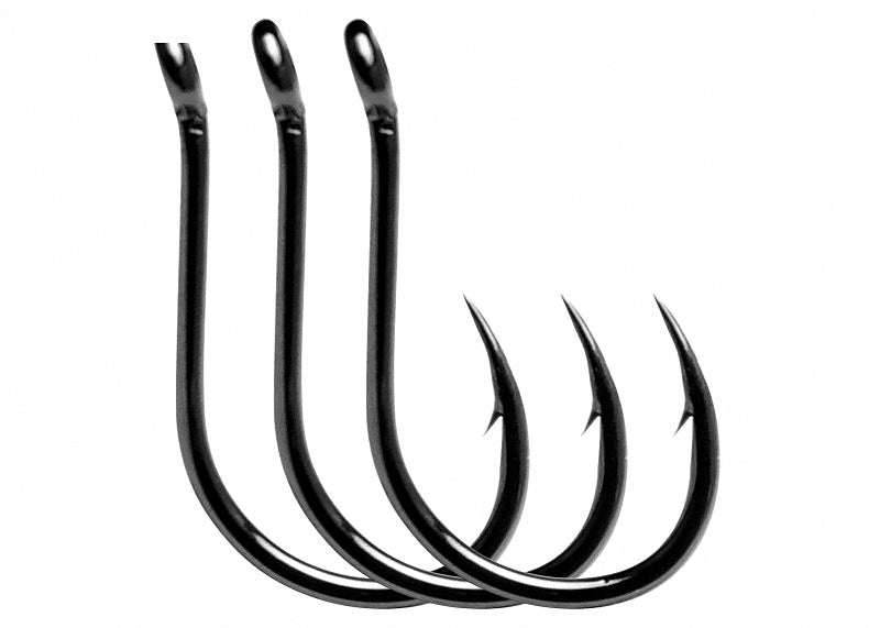 Black Barbed Eyed Hooks, Senmata Style, Boxed, Sizes #0.3–#12 – product photo
