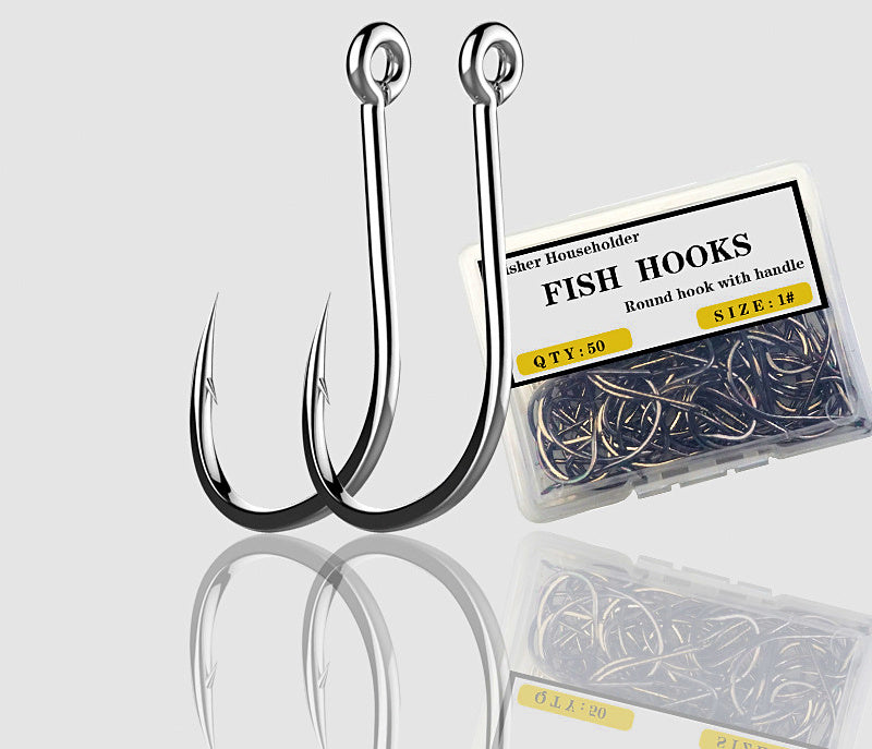 Iseni Barbed Eyed Hooks, 50-Pack, Sizes 1–22 – product photo