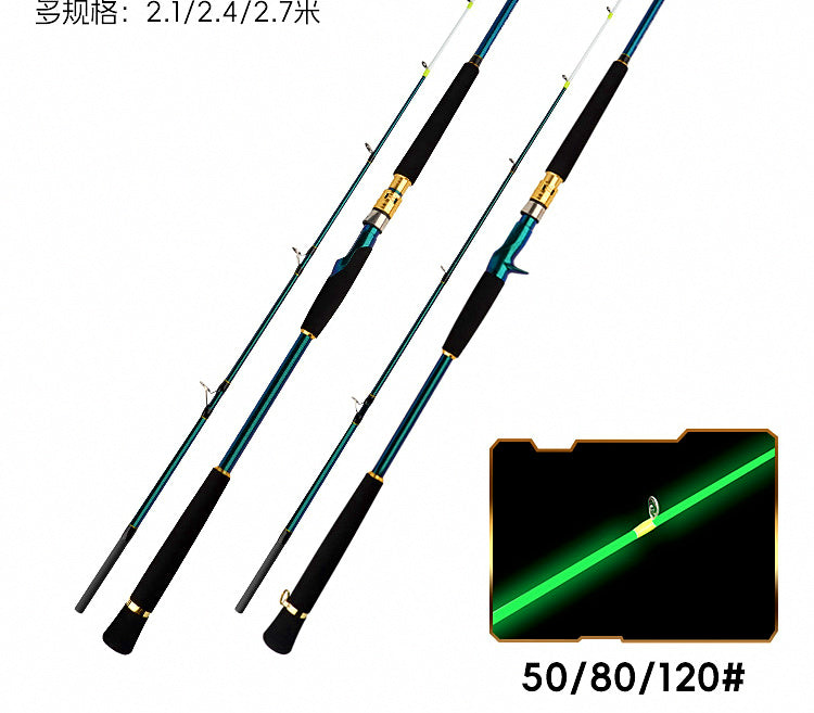 2-Piece Carbon Boat Rod, Spinning or Casting, 2.1–2.7 m – product photo