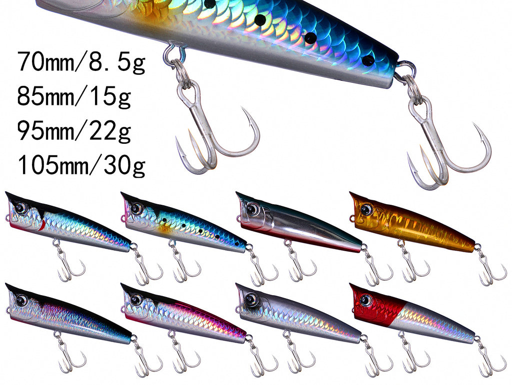 Saltwater Popper Lure, 75–105 mm, 8.5–30 g (0.3–1.1 oz) – product photo