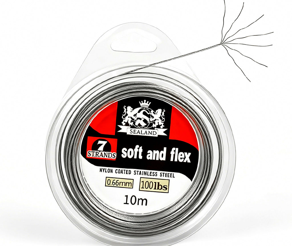 7-Strand Steel Wire Leader, 10 m, 10–100 lb (4.5–45.4 kg) – product photo