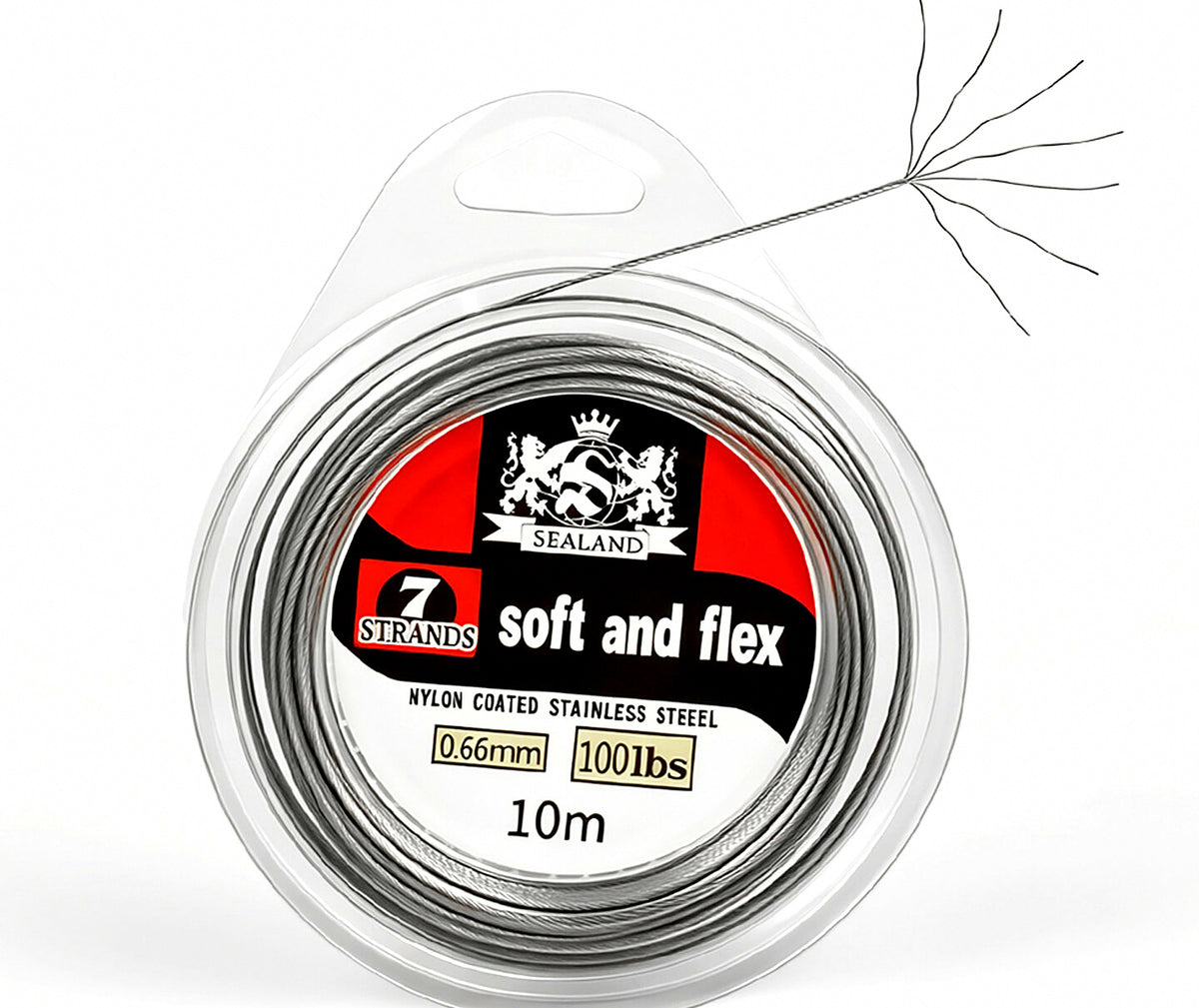 7-Strand Steel Wire Leader, 10 m, 10–100 lb (4.5–45.4 kg) – product photo