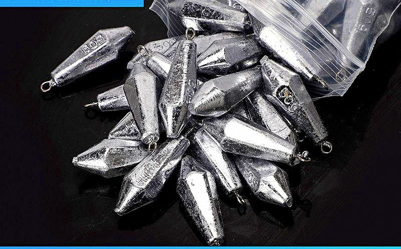 Hexagonal Lead Sinker, Stainless Ring, 0.7–7.1 oz (20–200 g) – product photo