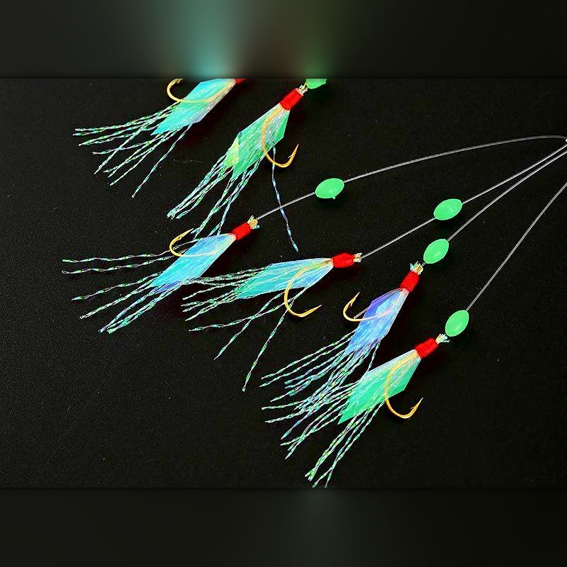 Shrimp Skin Multi-Hook Bait Rig, Bright Color, Sizes 6–16