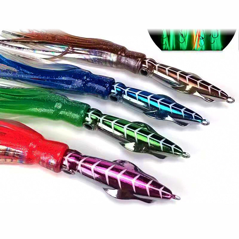 Glow Metal Jig with Double Hooks, 60–200 g (2.1–7.1 oz)