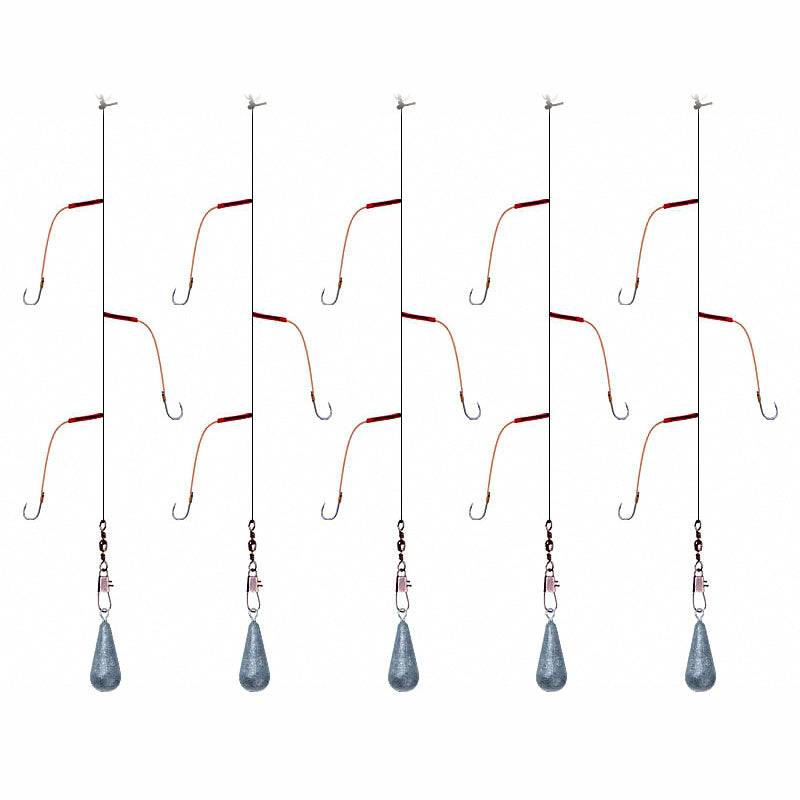3-Hook String Rig, 5 Rigs per Pack, Sizes #4–#14