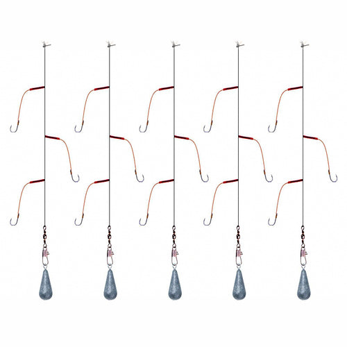 3-Hook String Rig, 5 Rigs per Pack, Sizes #4–#14