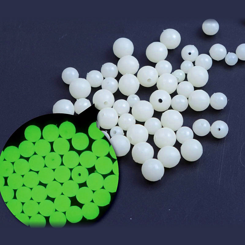 Glow Beads, Round Plastic Rig Beads, 4–10 mm
