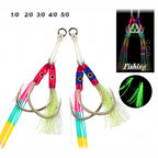 Slow Pitch Double Assist Hooks, Glow Thread, 1/0–5/0