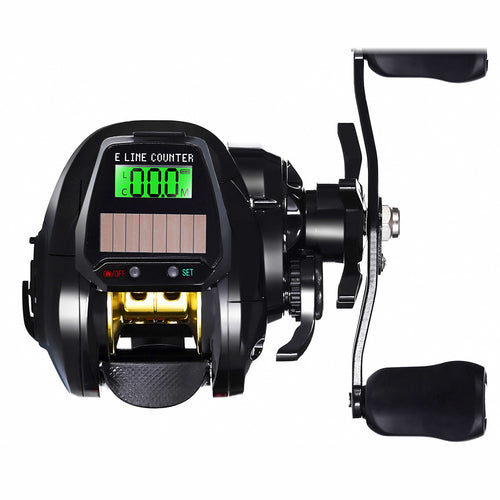 Solar Digital Display Baitcasting Reel, USB Rechargeable