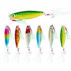 Long Cast Metal Jig with Feather Treble Hook, 7–30 g (0.25–1.06 oz)