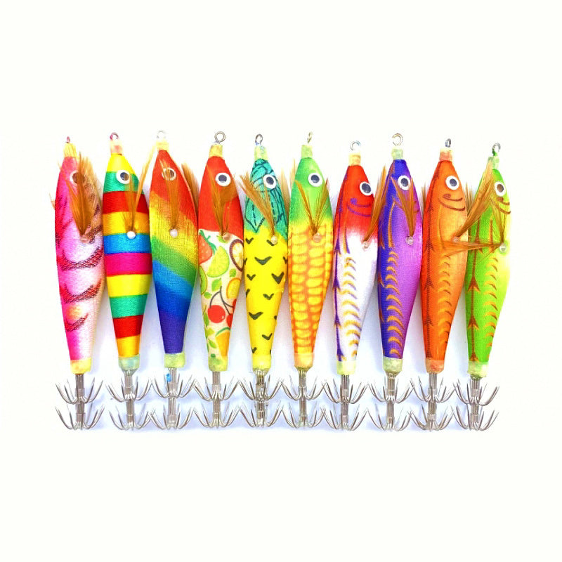 Glow Rocket Shrimp Squid Jigs, Wood & Crystal Shrimp