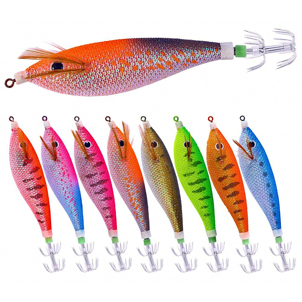 Glow Wood Shrimp Squid Jig, 11 cm (4.3 in), 13 g (0.46 oz)