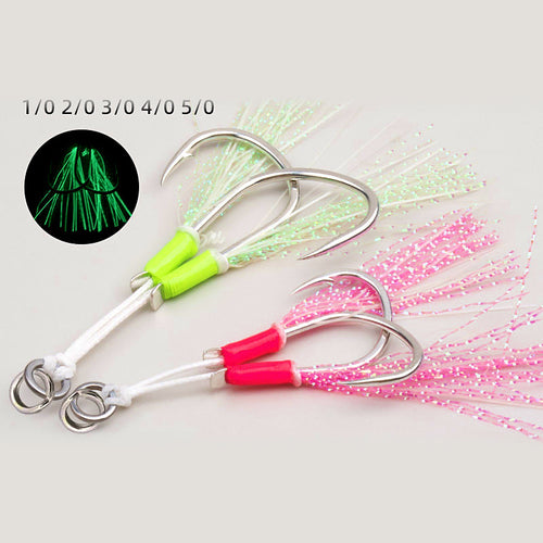 Slow Jigging Double Assist Hooks, Luminous, 1/0–5/0
