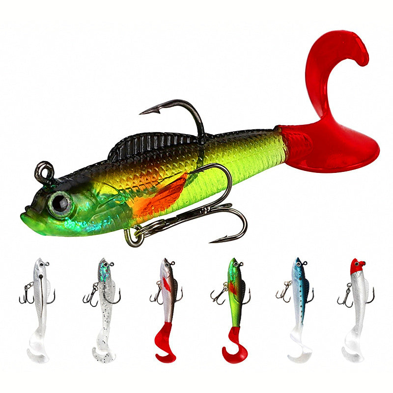 Curly Tail Soft Lure with Lead Jig Head, 9 cm (3.5 in), 9.5 g
