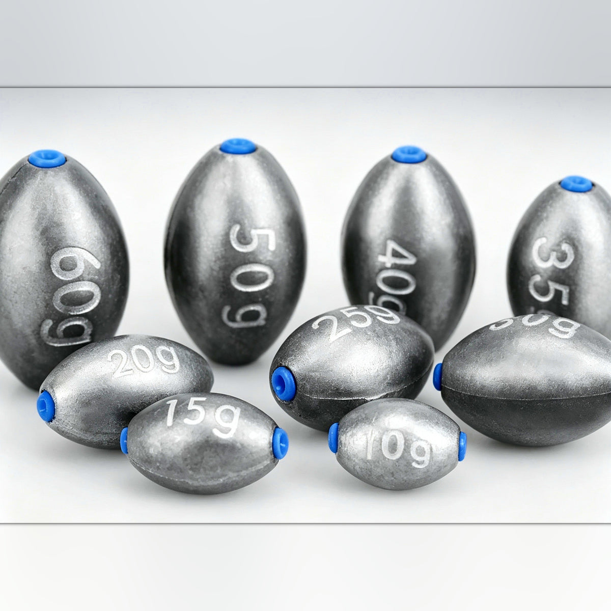 Olive Sinker Weights, 1–50 g (0.04–1.76 oz)