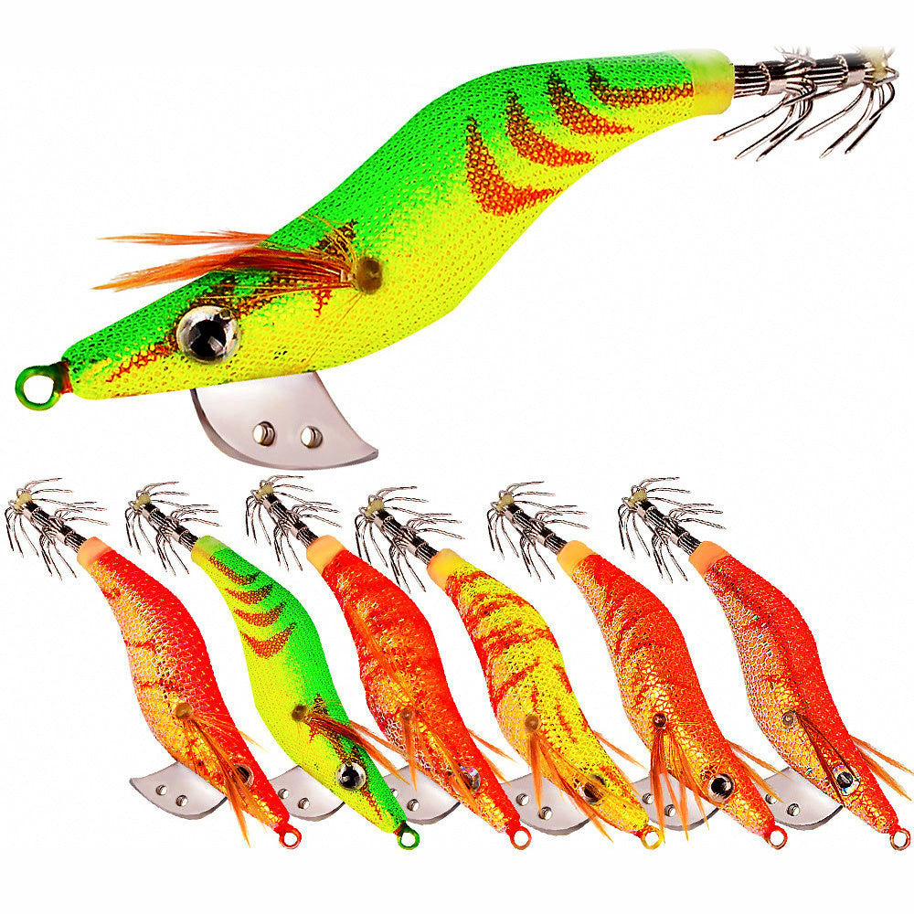 Egi Squid Jig Wood Shrimp Lure, #2.0–#3.0