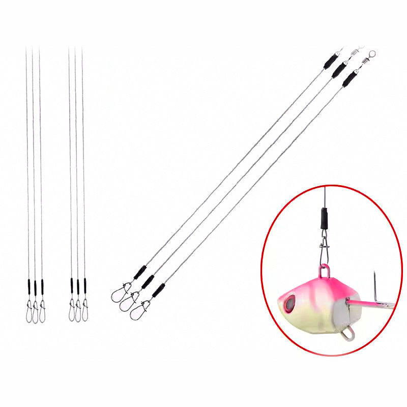 Stainless Wire Leaders w/ Swivel & Snap, 5-Pack, 30–100 cm