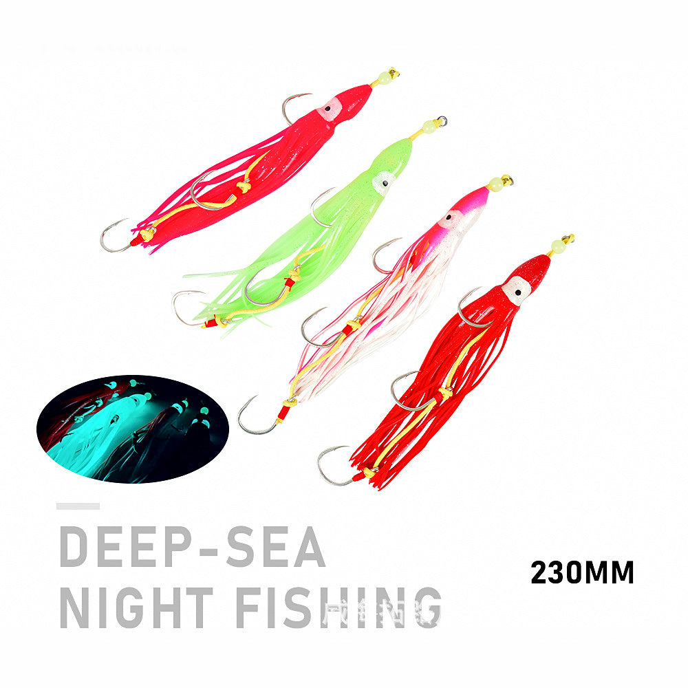 Glow Squid Jig Octopus Lure Rig, 23 cm (9 in), 3/0 & 5/0