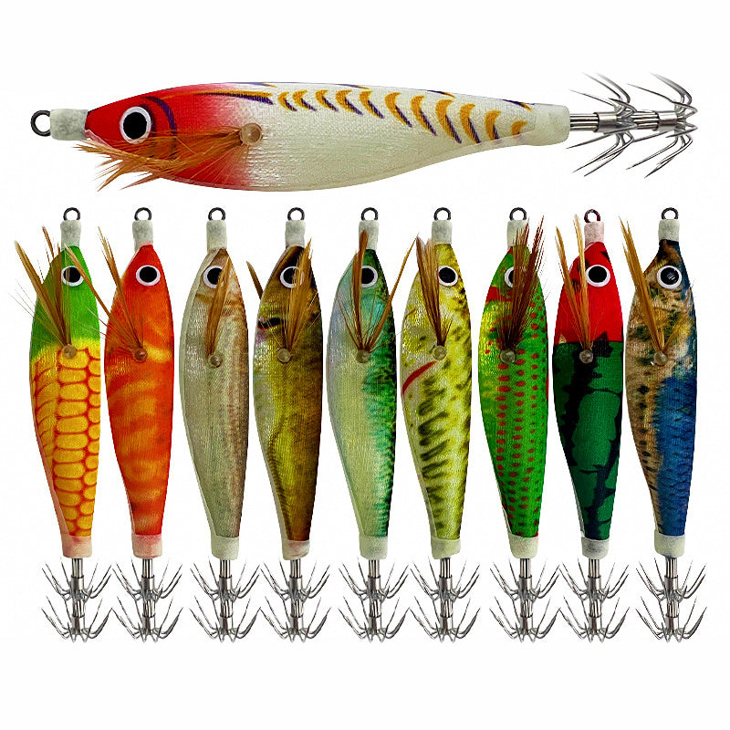 Glow Cloth Shrimp Lure with Squid Hook, Round Belly