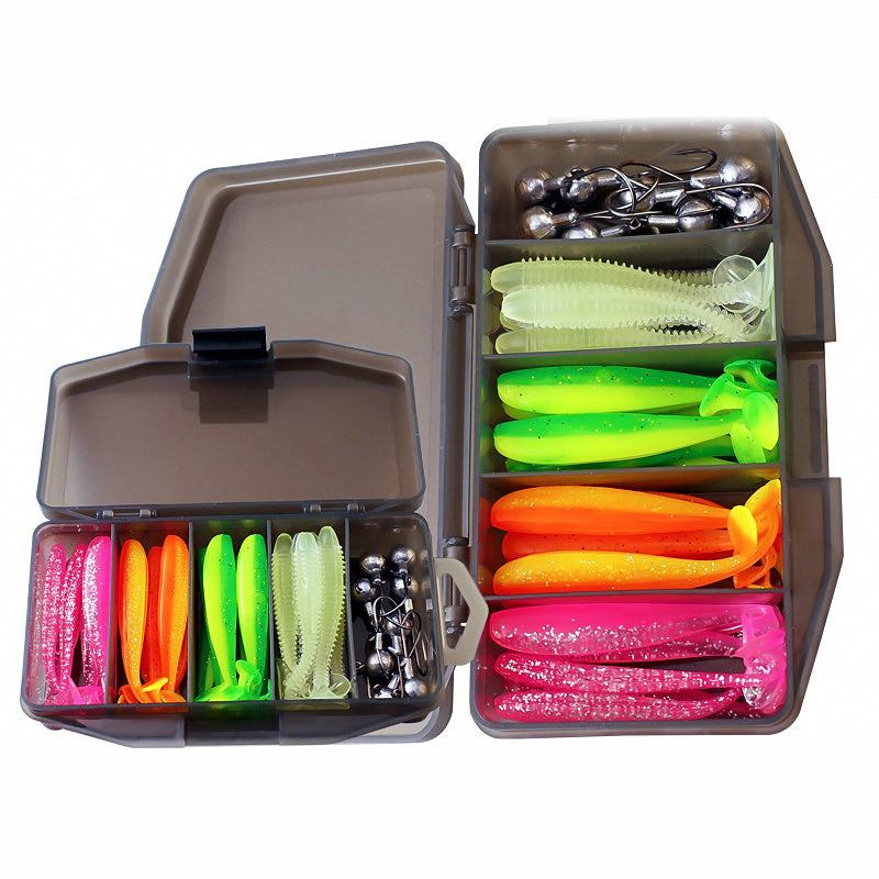 T-Tail Soft Bait Kit, Glow Ribbed, 5.5–7 cm (2.2–2.8 in)