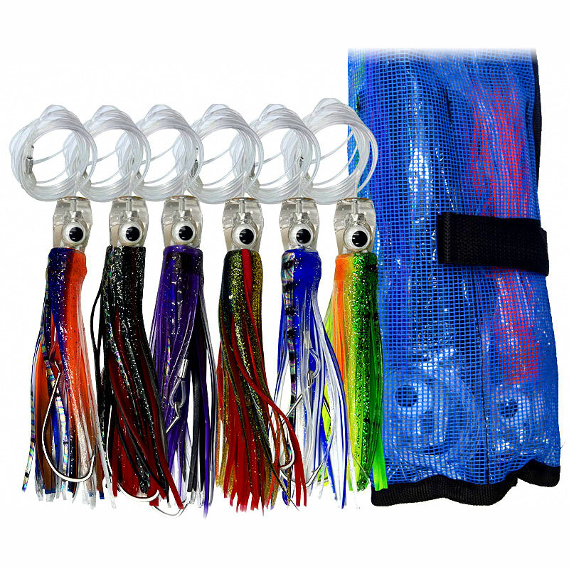 Octopus Skirt Trolling Lure, 6-Pack, 16 cm & 25 cm (6.3 & 9.8 in)