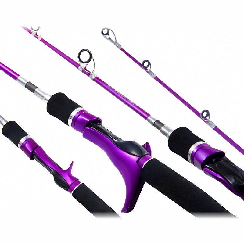 Slow Pitch Jigging Rod, Solid Fiberglass Boat Rod, 2-Piece
