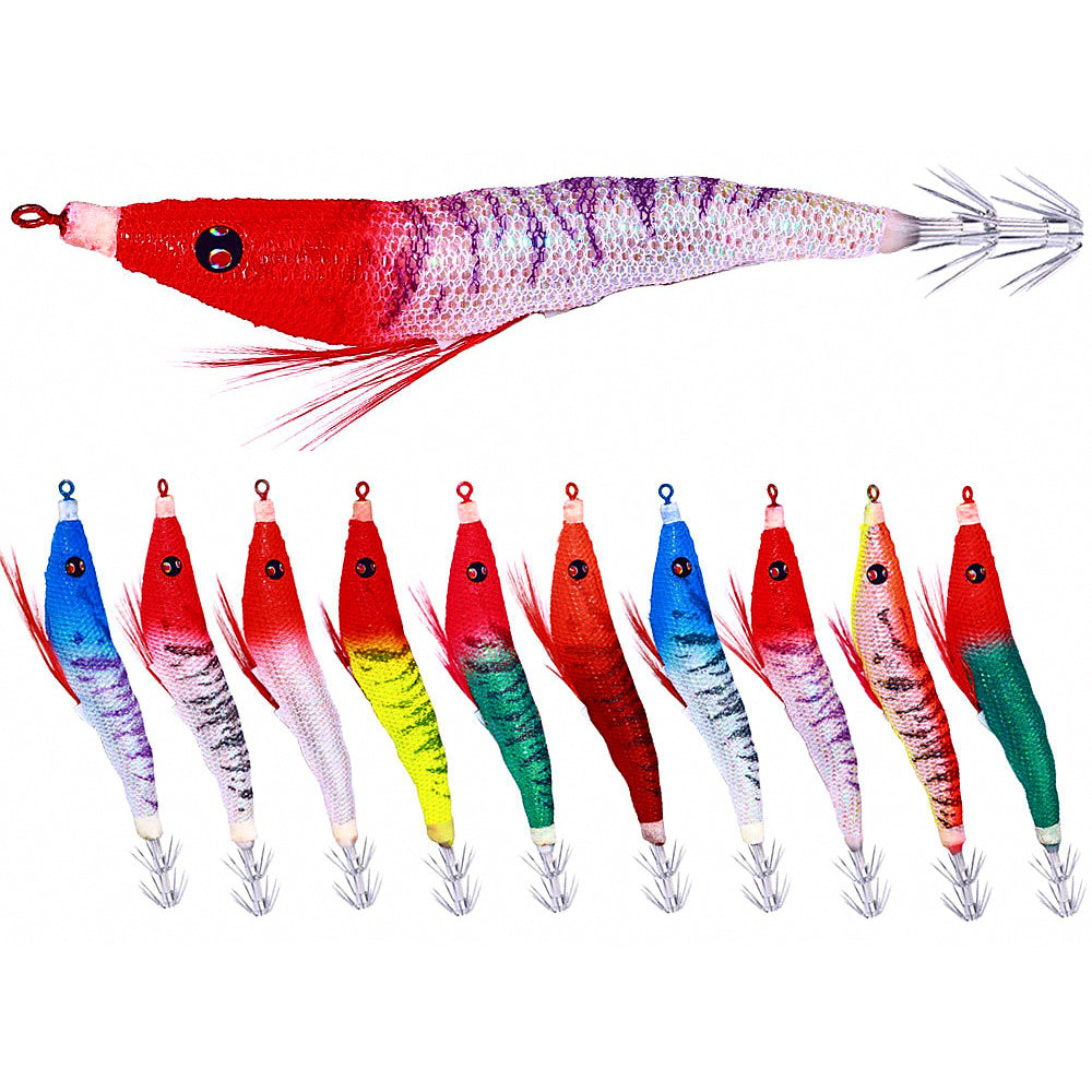 Glow Wooden Shrimp Squid Jig, 9.2 & 10.7 cm (3.6 & 4.2 in)