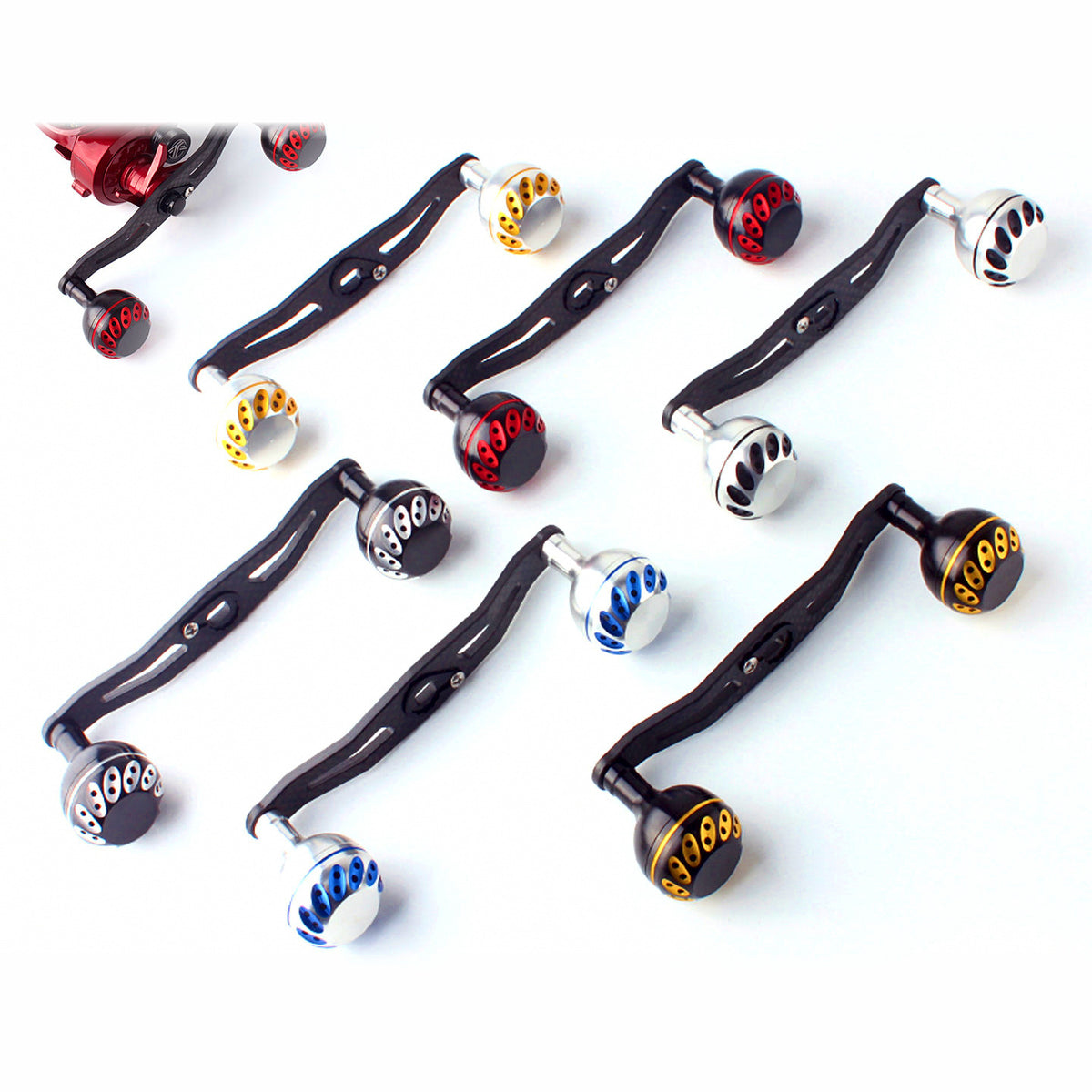 Baitcasting Reel Handle, Carbon Double Arm, Aluminum Knob