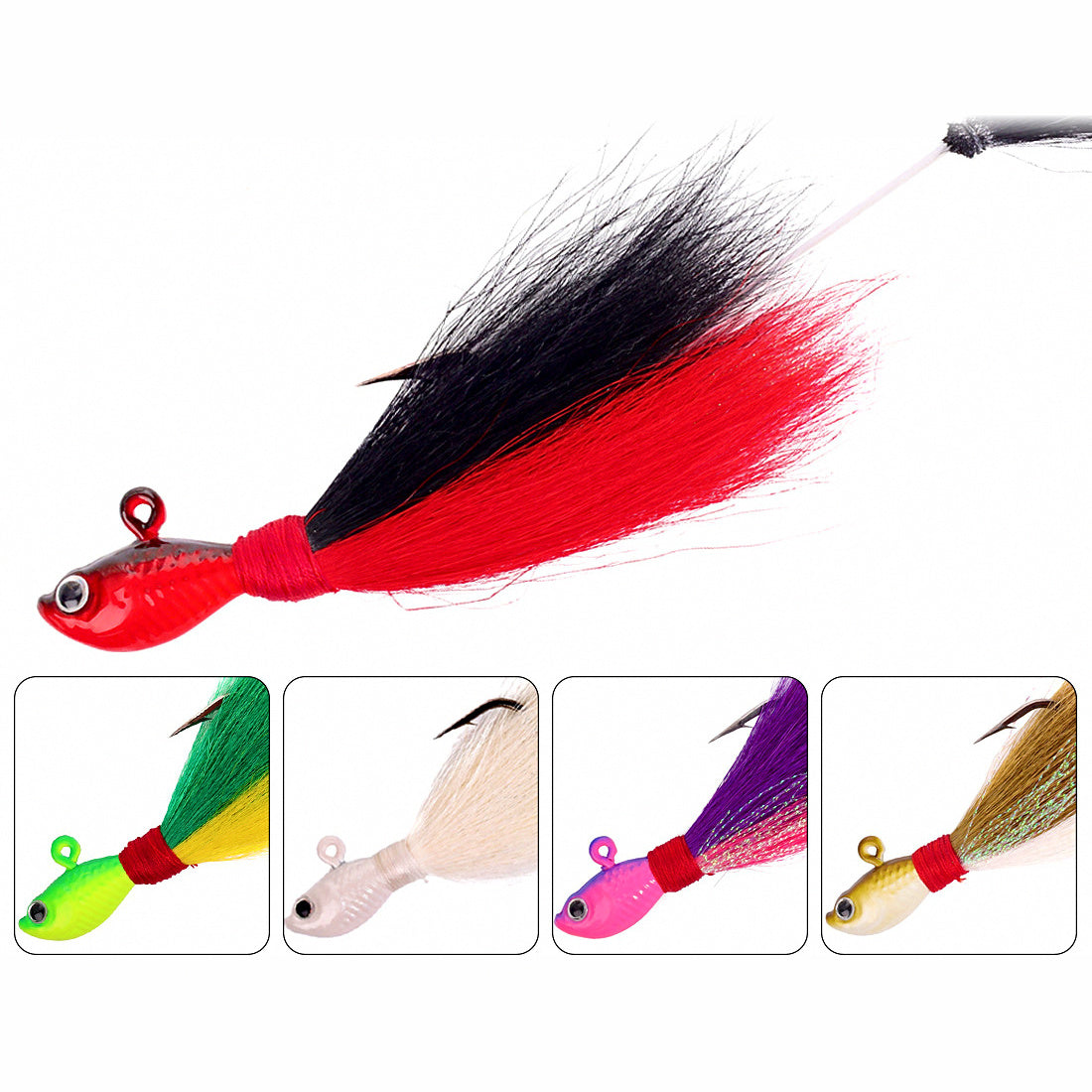 Feather Lead Head Jig Hooks, 3-Pack, 7–56 g (0.25–2 oz)