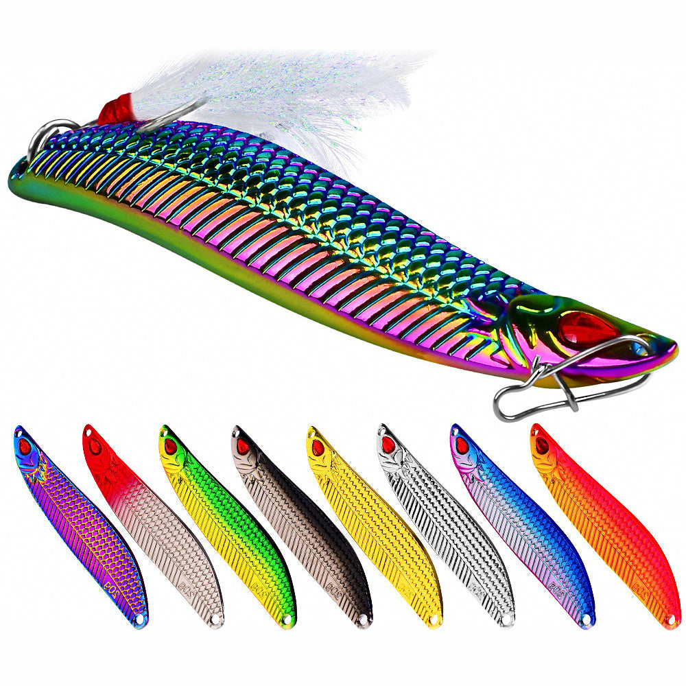 Casting Spoon Jig with Feather Treble Hook, 7–20 g (0.25–0.7 oz)