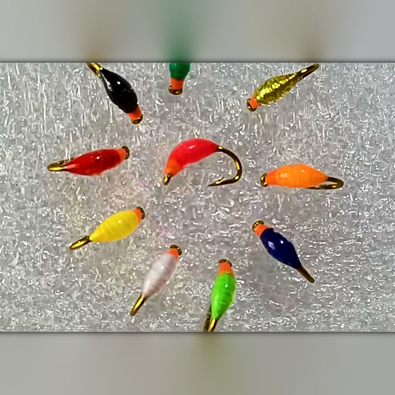 Orange Head Nymph Flies, Barbed Hand-Tied, #10–#20