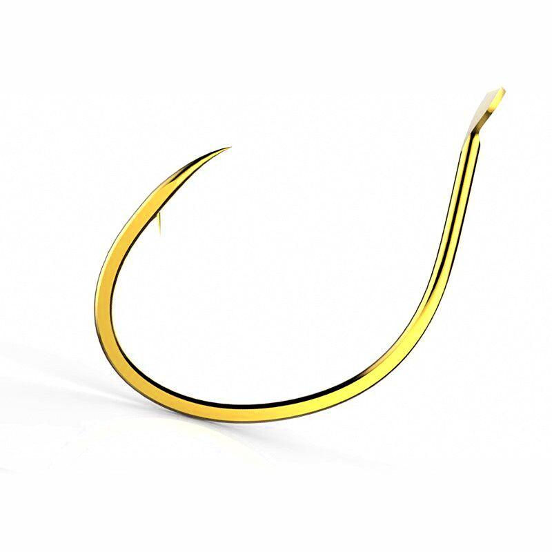 Gold Barbed Short Shank Fishing Hooks, Sizes 6–12