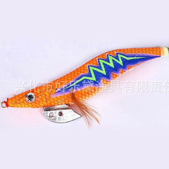 Glow Wooden Shrimp Squid Jig, Lightning Pattern, 2.5–3.5 Size