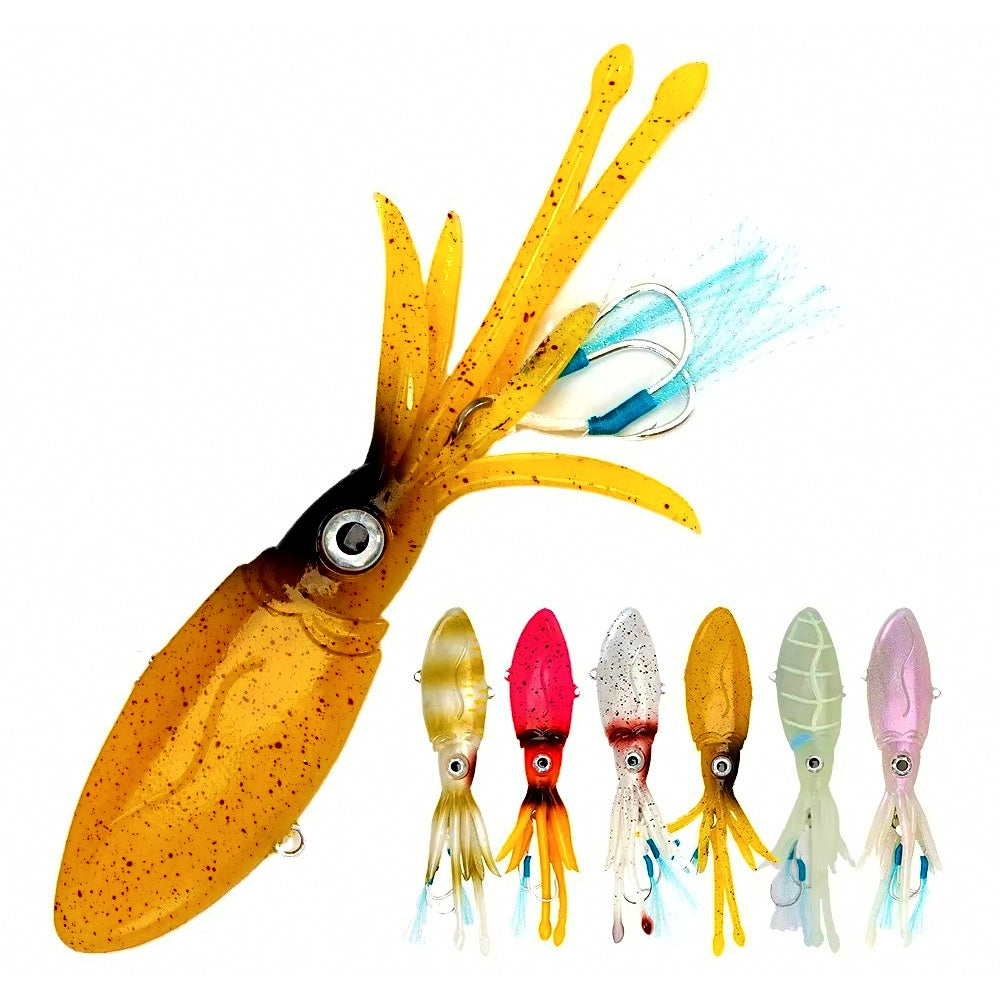 Weighted Soft Squid Lure with 3D Eyes, 90–250 g (3.2–8.8 oz)