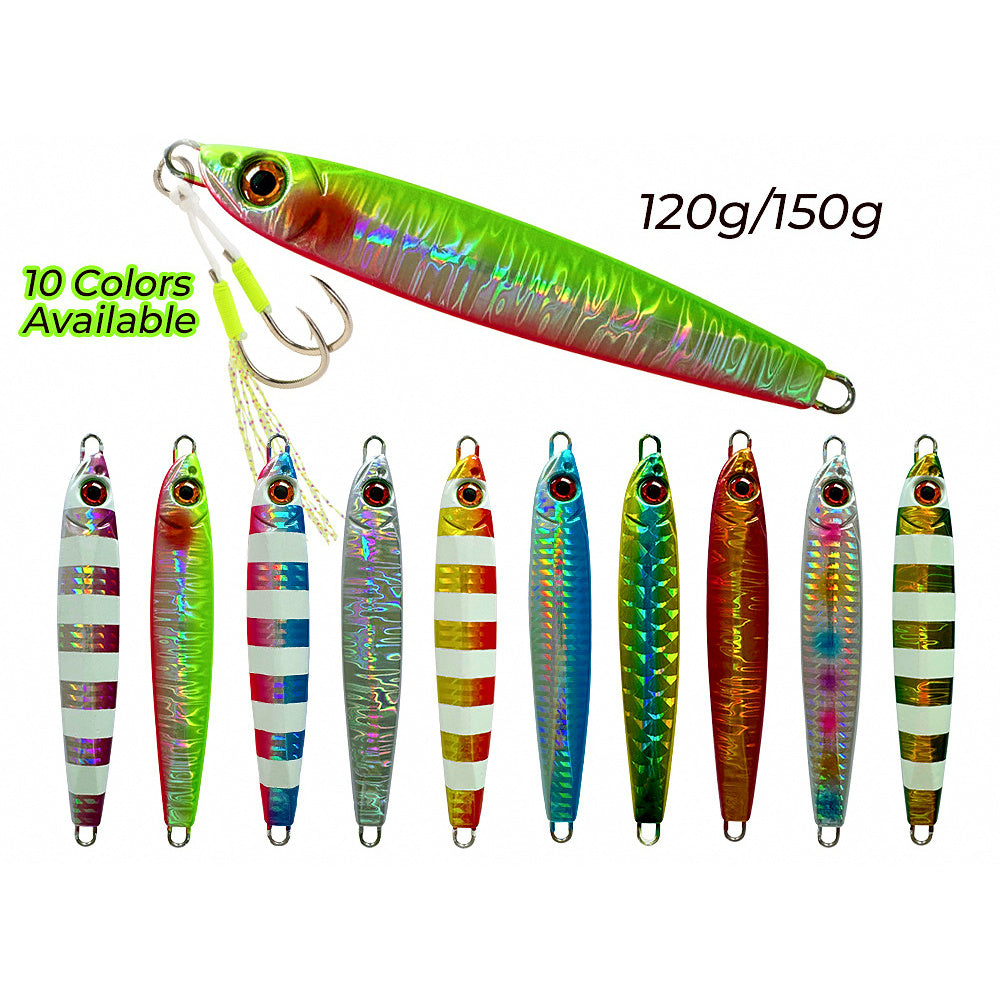 Slow Pitch Jig, 120 g & 150 g (4.2 & 5.3 oz), Laser Glow