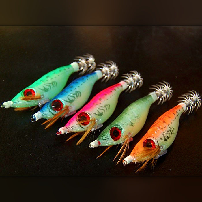 Glow Wood Shrimp Squid Jig, 9 cm / 8 g (3.5 in / 0.3 oz)