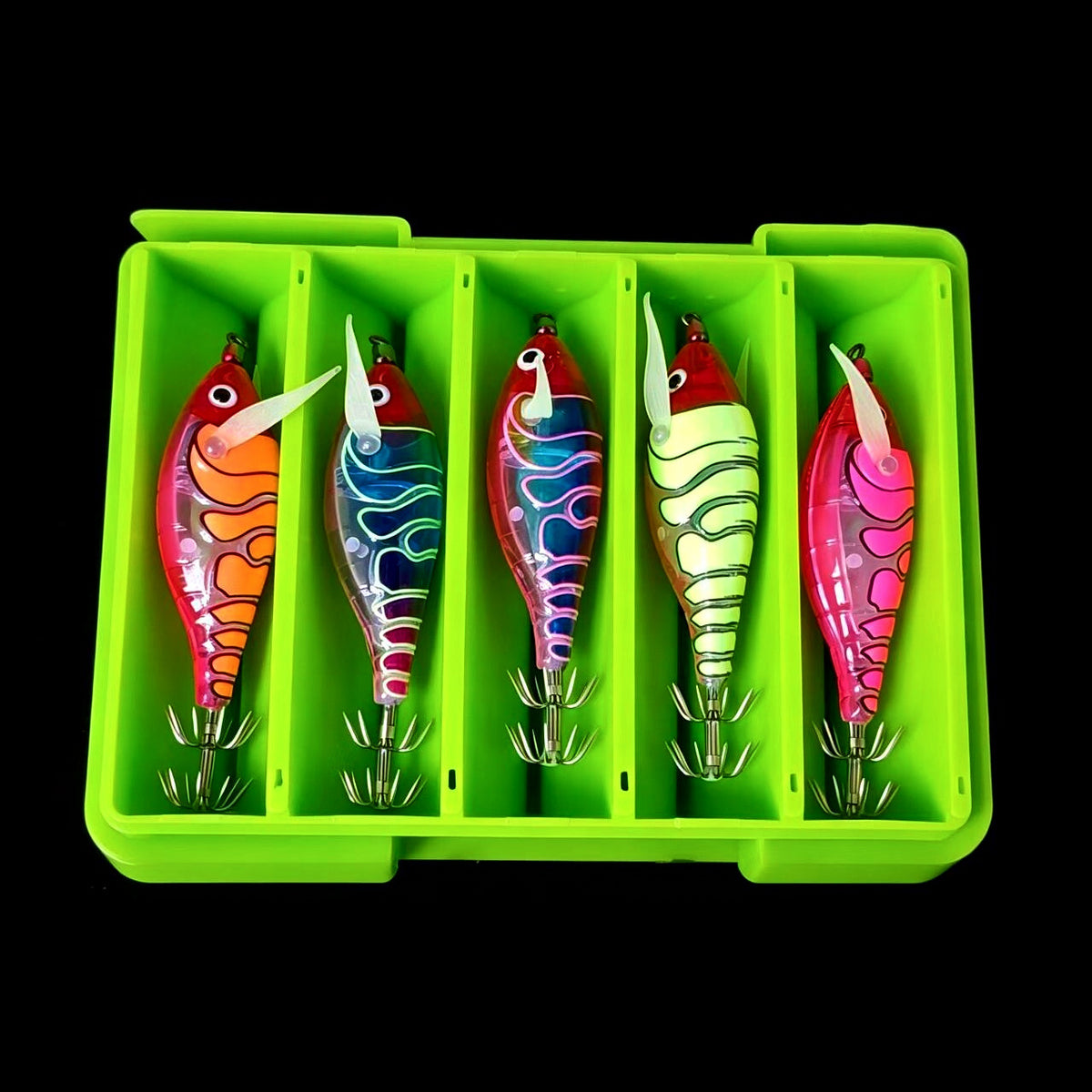 Fluorescent Gradient Squid Jig, Wood Shrimp Egi Lure